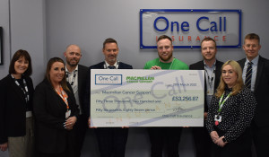 Local insurance firm award cheque for £53,256 to Macmillan for Doncaster Royal Infirmary